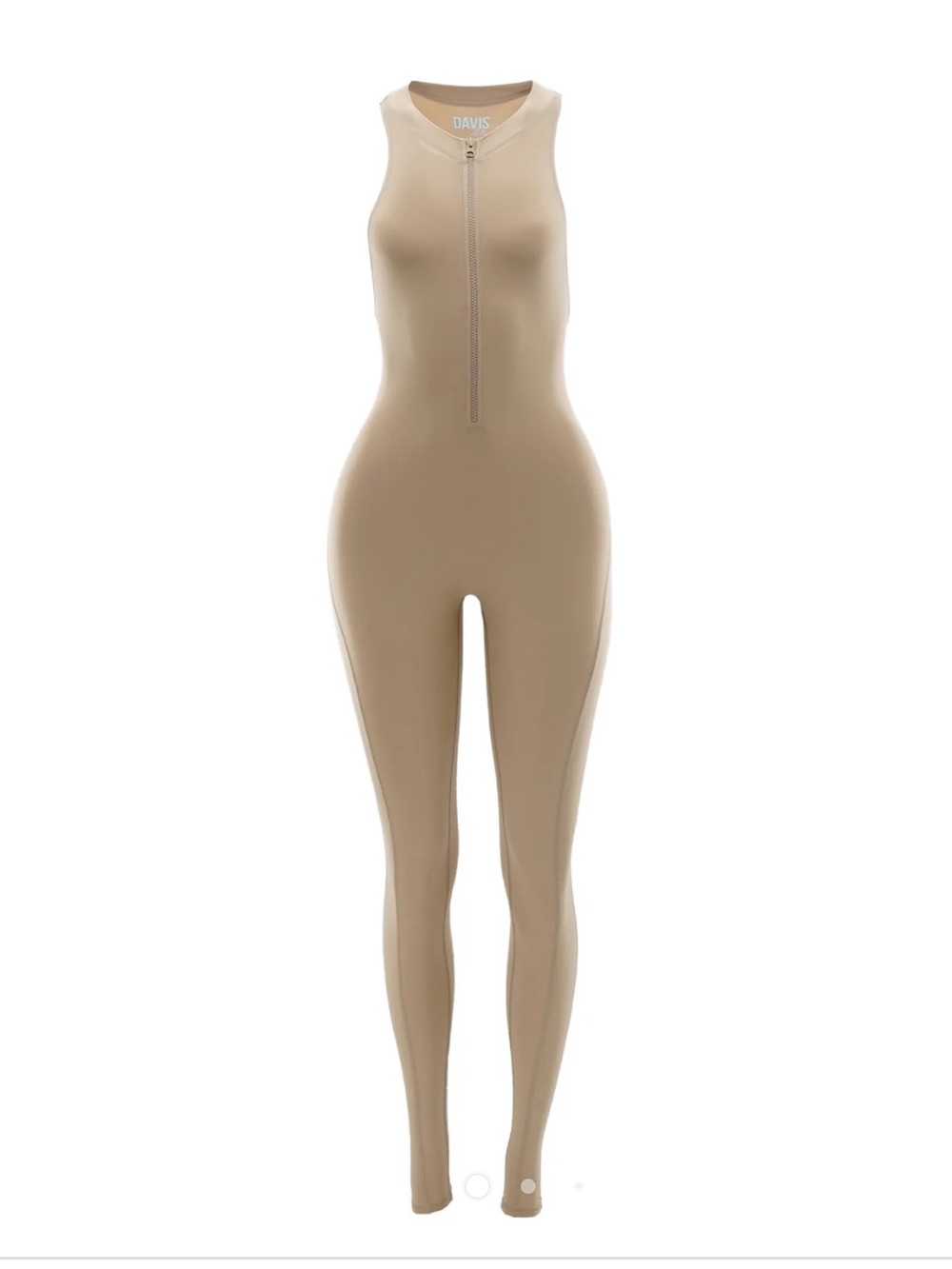 Davis Taupe Sleeveless Zip-Front Jumpsuit